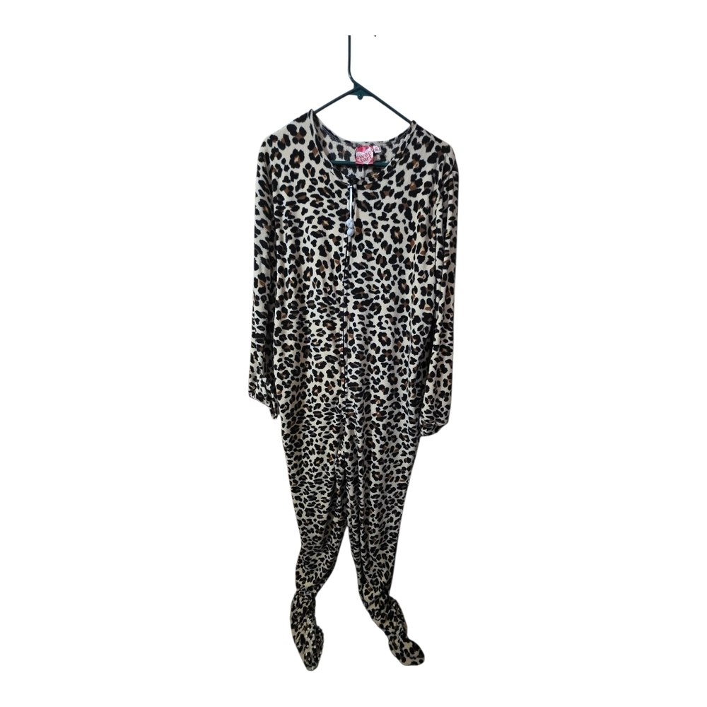 Leopard Print Footed Pajama Suit
